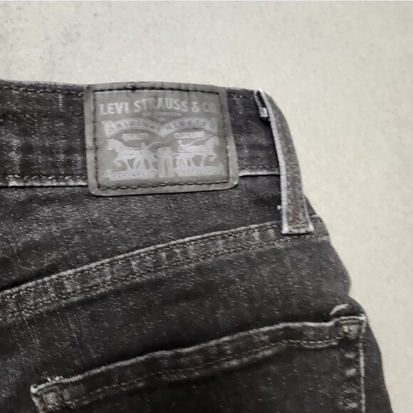 Levi's 721 High Rise Skinny Moto ankle Jeans zip pockets Ultra Black Size 25 - Picture 9 of 13